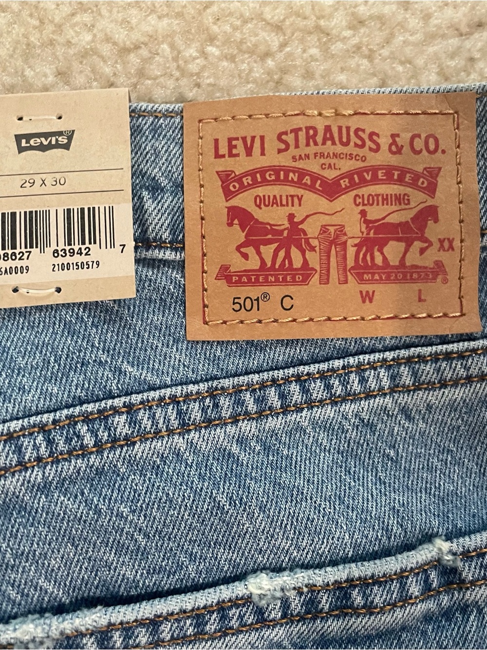Levi's 501 Curve Stretch High Rise Straight Leg Light Blue Jeans 29x30 NWT - Picture 8 of 10